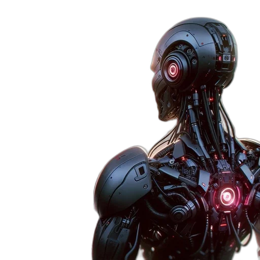 robot, concept art, cyberpunk, 3d render transparent PNG cut-out