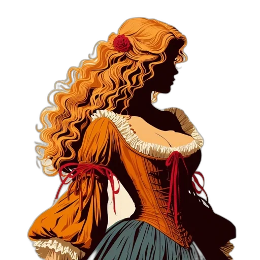 dress, crown, hair, comic book art transparent PNG cut-out