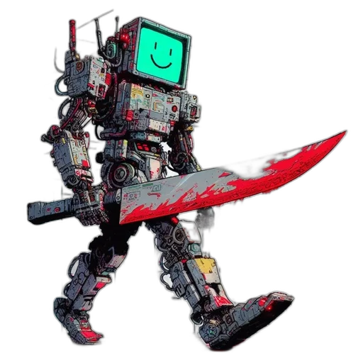 robot, weapon, staff, sword transparent PNG cut-out