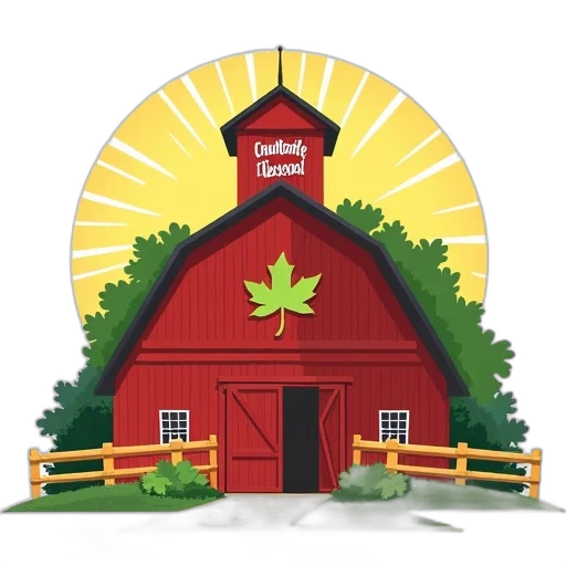 stylized, illustration, red, barn transparent PNG cut-out