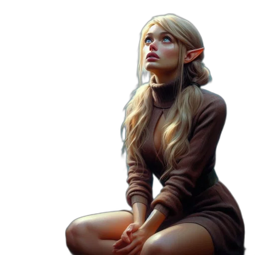face, dress, staff, fantasy art transparent PNG cut-out