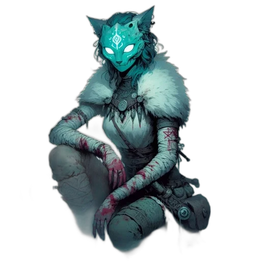 creature, dragon, staff, mask transparent PNG cut-out