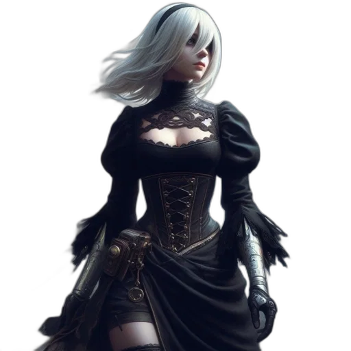 dress, staff, fantasy art, concept art transparent PNG cut-out