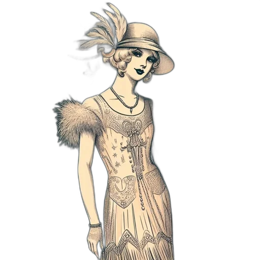 dress, hat, staff, jewelry transparent PNG cut-out