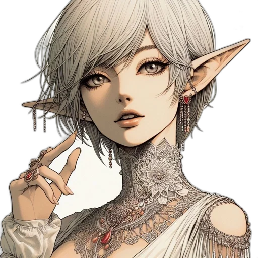 face, staff, jewelry, fantasy art transparent PNG cut-out