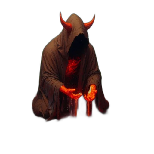 mask, jacket, creature, staff transparent PNG cut-out