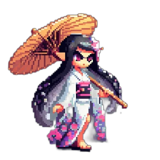 staff, weapon, umbrella, pixel art transparent PNG cut-out