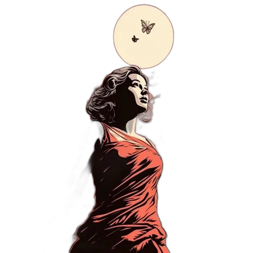 dress, mask, umbrella, comic book art transparent PNG cut-out