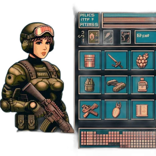 weapon, robot, staff, pixel art transparent PNG cut-out
