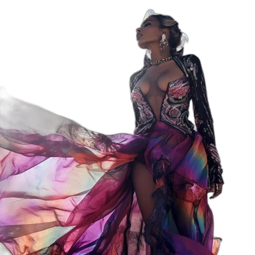 dress, concept art, dark, colorful transparent PNG cut-out