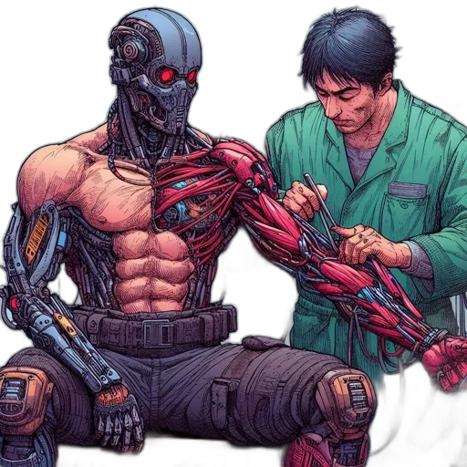robot, comic book art, concept art, cyberpunk transparent PNG cut-out