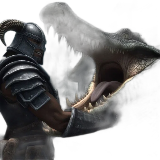 dragon, mask, creature, sword transparent PNG cut-out