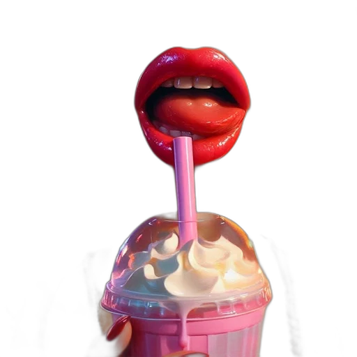 food, staff, 3d render, vaporwave transparent PNG cut-out