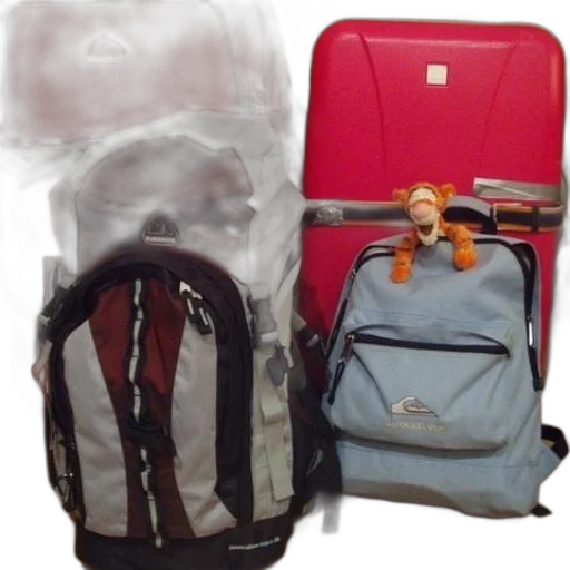 red, suitcase, pink, blue transparent PNG cut-out