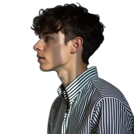 jacket, hair, face, staff transparent PNG cut-out