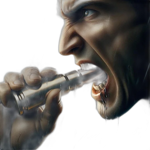 face, weapon, concept art, photorealistic transparent PNG cut-out