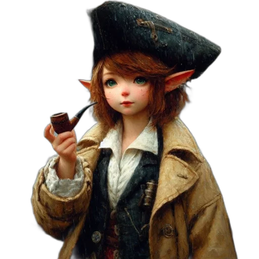 staff, hat, jacket, weapon transparent PNG cut-out