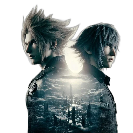 concept art, two, characters, contrasting transparent PNG cut-out