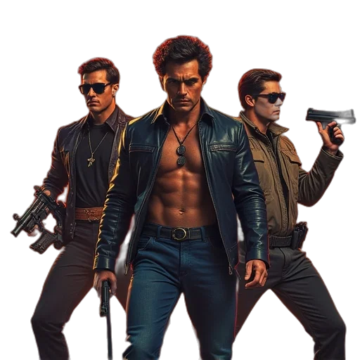 jacket, weapon, concept art, cyberpunk transparent PNG cut-out