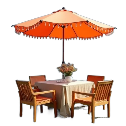 umbrella, furniture, 3d render, wooden transparent PNG cut-out