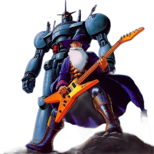 robot, weapon, concept art, vaporwave transparent PNG cut-out
