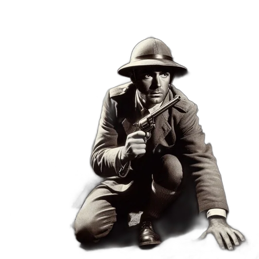 staff, hat, weapon, jacket transparent PNG cut-out