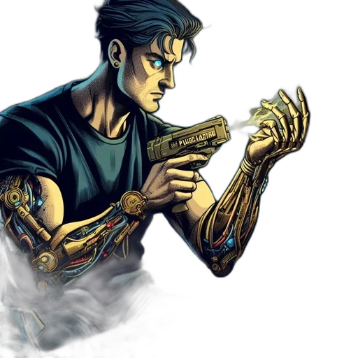 weapon, robot, comic book art, concept art transparent PNG cut-out