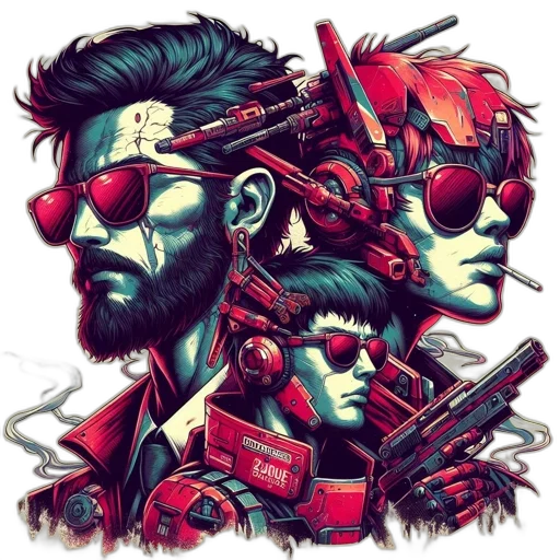 jacket, cyberpunk, comic book art, concept art transparent PNG cut-out
