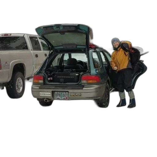 car, jacket, staff, snow transparent PNG cut-out