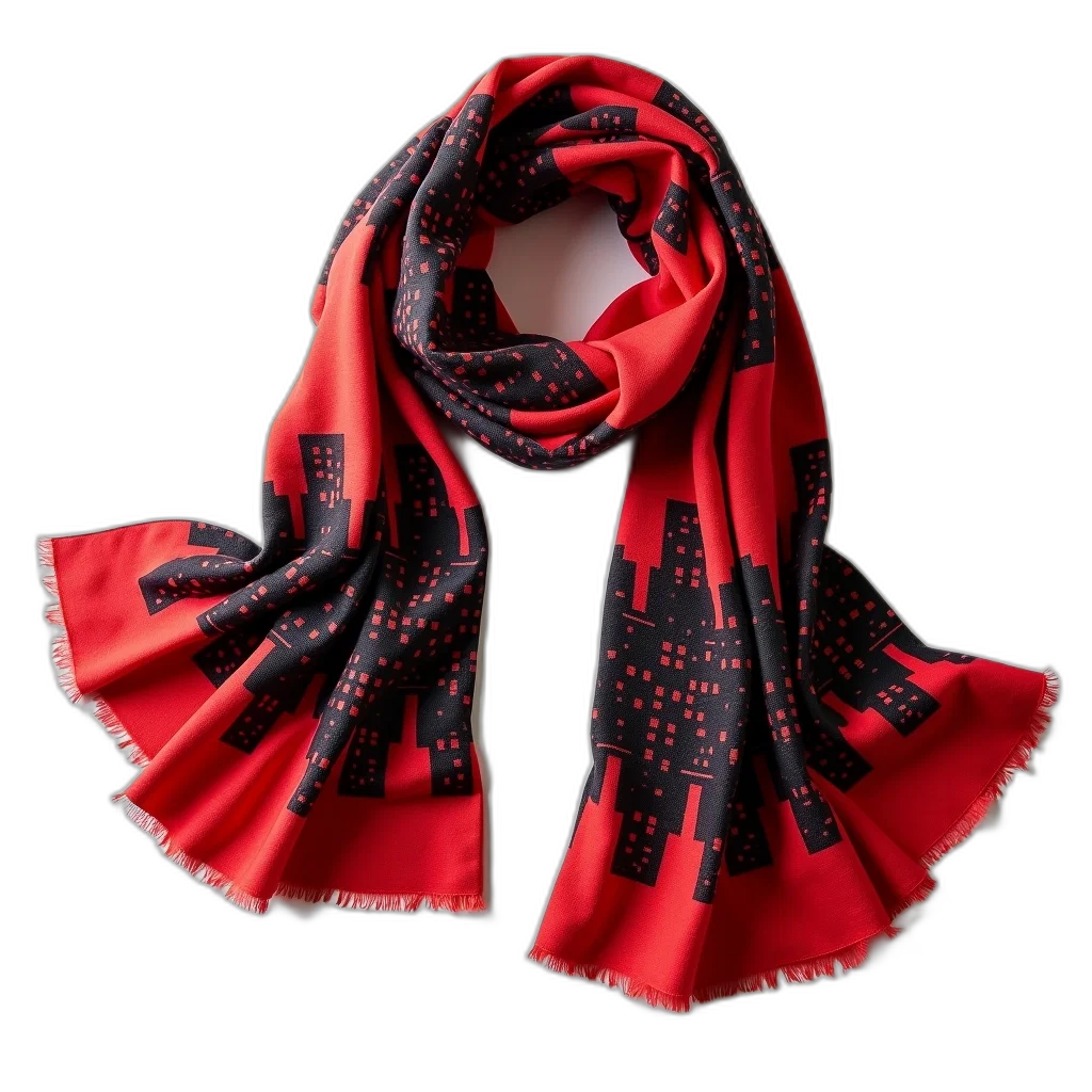 red, black, scarf, pattern transparent PNG cut-out