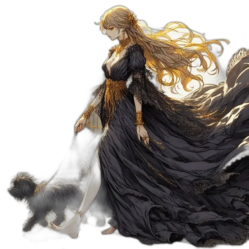 dress, hair, fantasy art, concept art transparent PNG cut-out