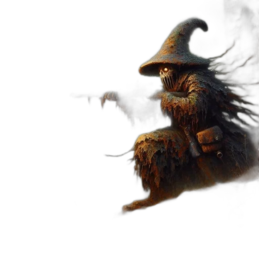 dragon, creature, staff, hat transparent PNG cut-out