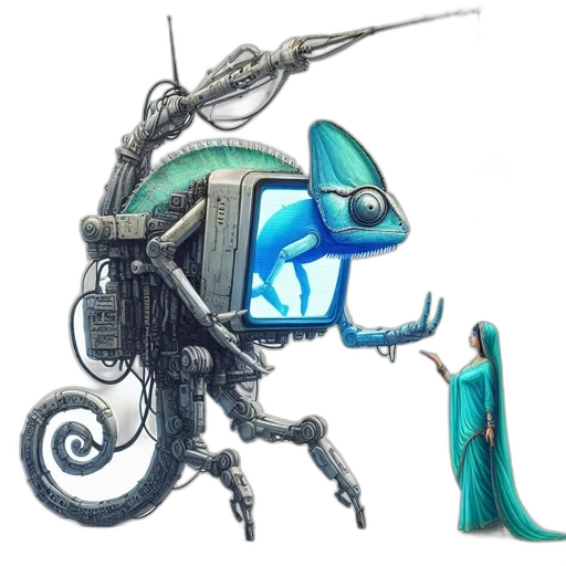 robot, creature, weapon, staff transparent PNG cut-out