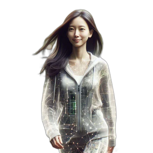 robot, jacket, dress, cyberpunk transparent PNG cut-out