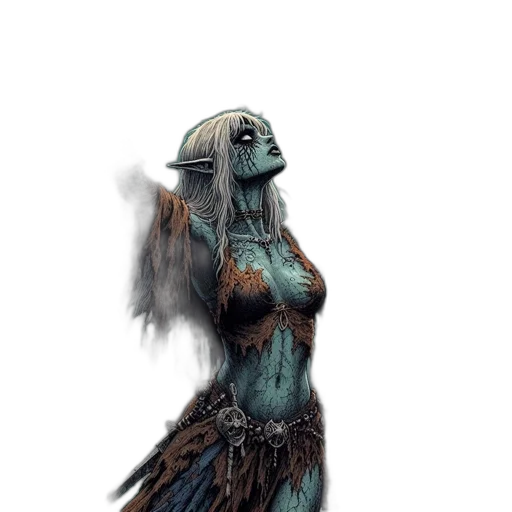 creature, dress, staff, mask transparent PNG cut-out