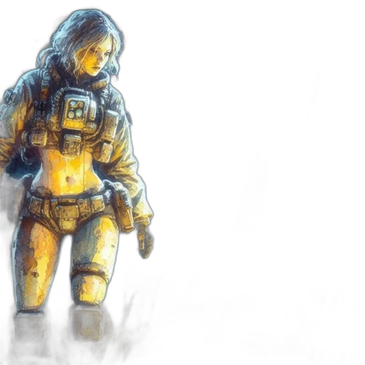 robot, concept art, watercolor, comic book art transparent PNG cut-out