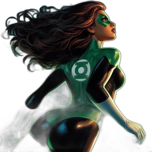 comic book art, concept art, green, female transparent PNG cut-out