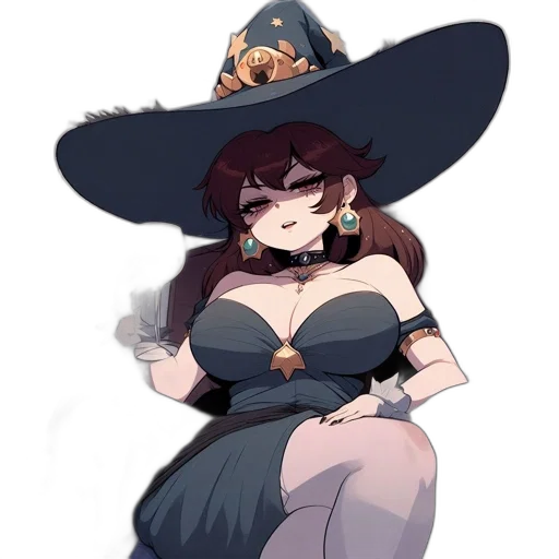 dress, hat, staff, crown transparent PNG cut-out