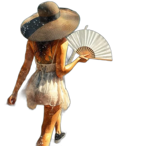 hat, umbrella, dress, staff transparent PNG cut-out