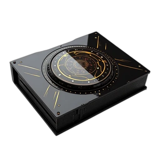 3d render, black, gold, futuristic transparent PNG cut-out