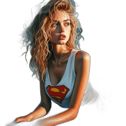 face, dress, photorealistic, comic book art transparent PNG cut-out