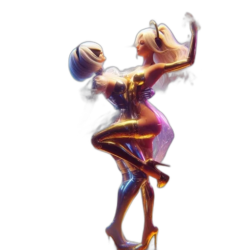 dress, robot, hair, concept art transparent PNG cut-out