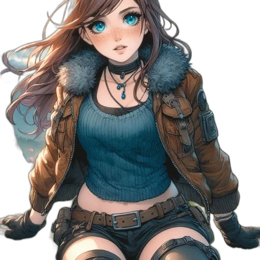 jacket, weapon, face, staff transparent PNG cut-out