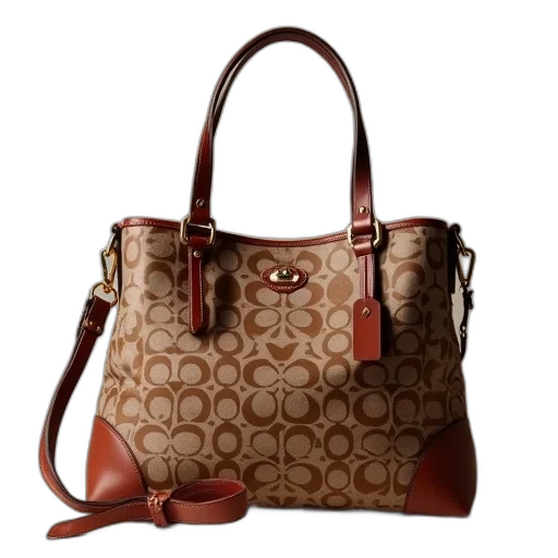 earth tones, coach, signature, tote transparent PNG cut-out