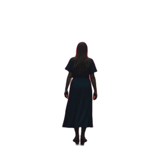 dress, jacket, staff, hair transparent PNG cut-out