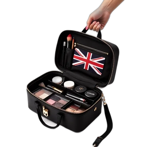 black, makeup, bag, british transparent PNG cut-out