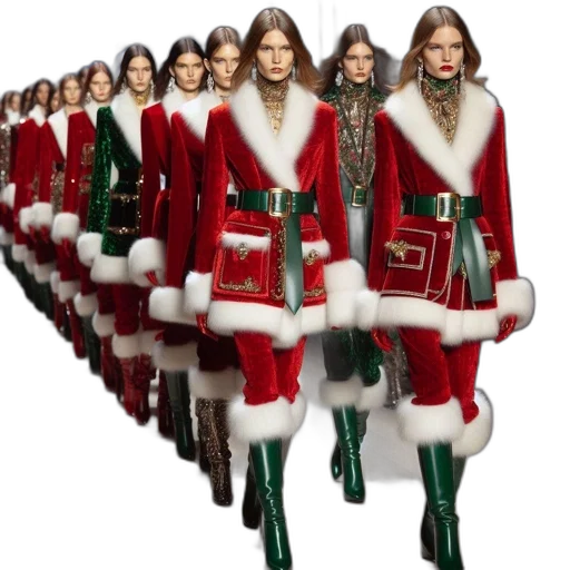 multiple, models, wearing, santa-inspired transparent PNG cut-out