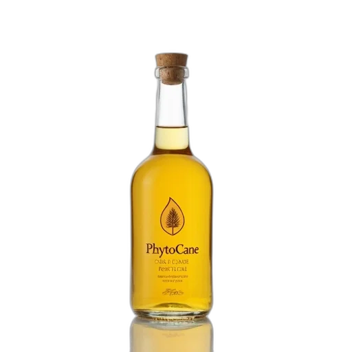 bottle, phytocane, golden, liquid transparent PNG cut-out