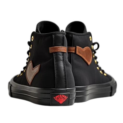 shoes, pair, black, high-top transparent PNG cut-out