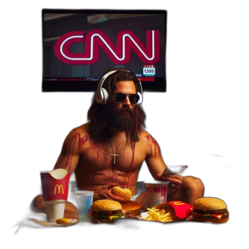 food, vaporwave, man, long transparent PNG cut-out